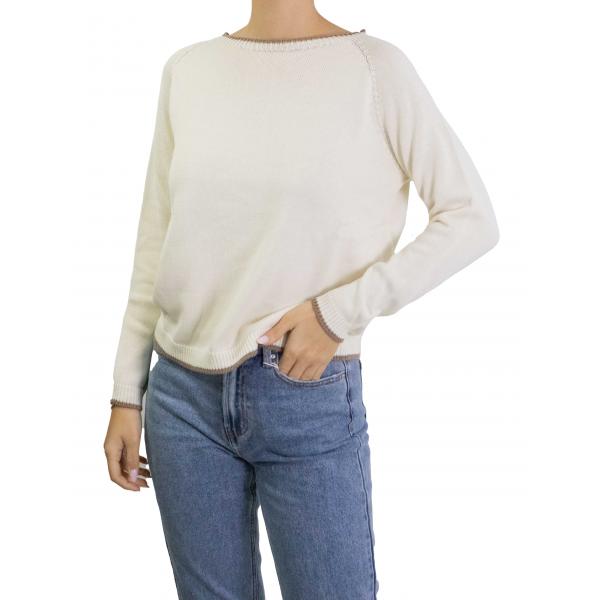 Maglioncino con bordi con contrasto di colore in cotone 